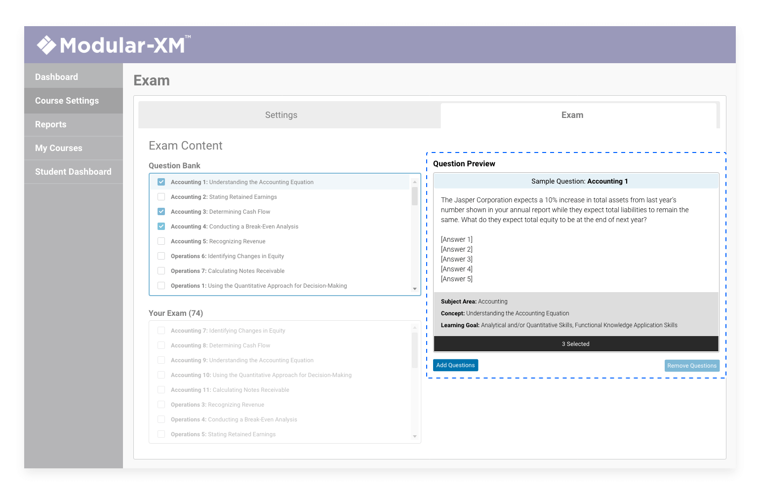 Modular-XM Question Preview