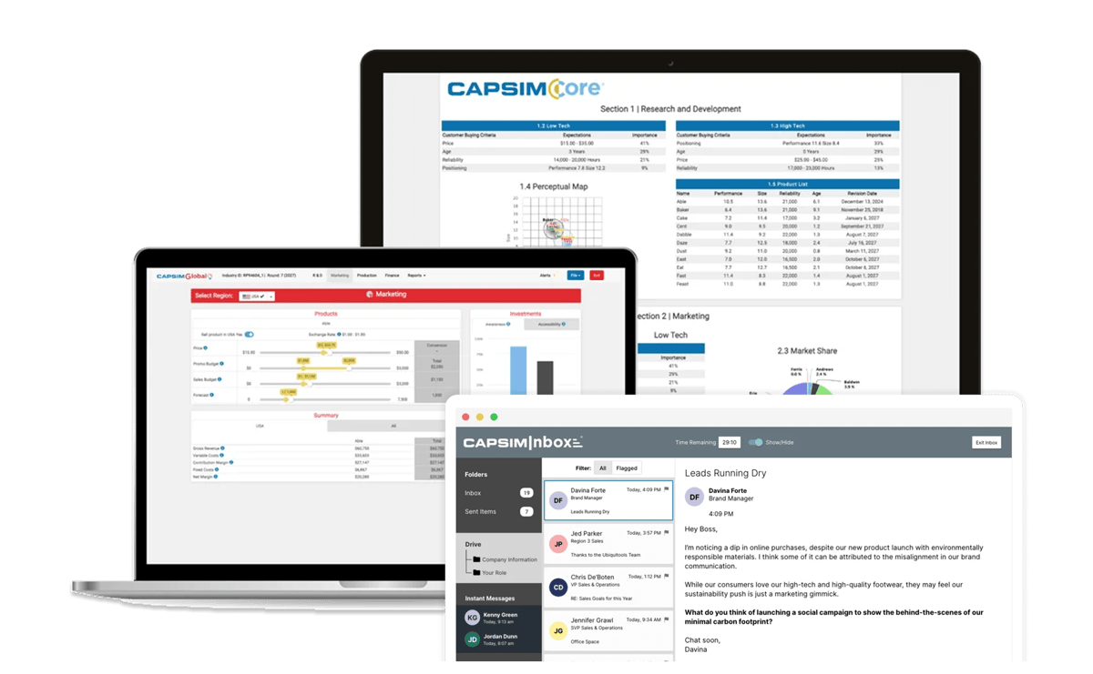 Capsim Simulations on Screens