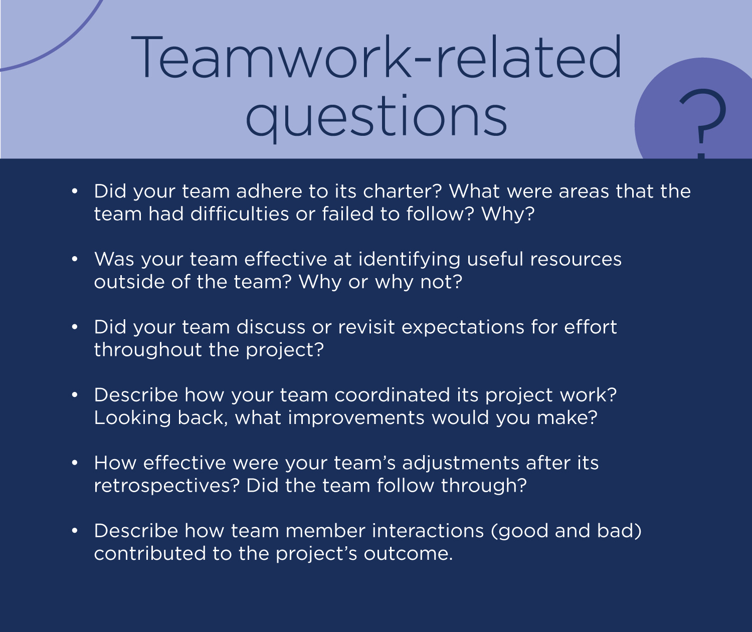 Teamwork-related questions